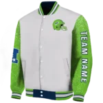 custom seattle seahawks speckled arms blue gray varsity jacket best selling