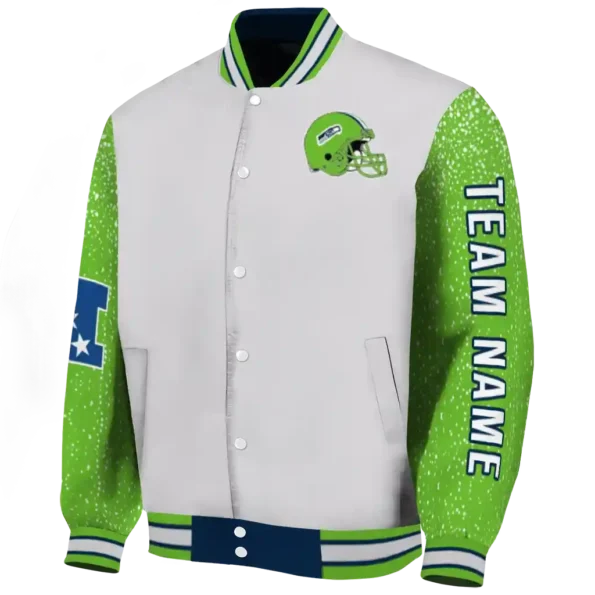 custom seattle seahawks speckled arms blue gray varsity jacket best selling
