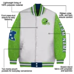 custom seattle seahawks speckled arms blue gray varsity jacket best selling