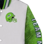 custom seattle seahawks speckled arms blue gray varsity jacket best selling