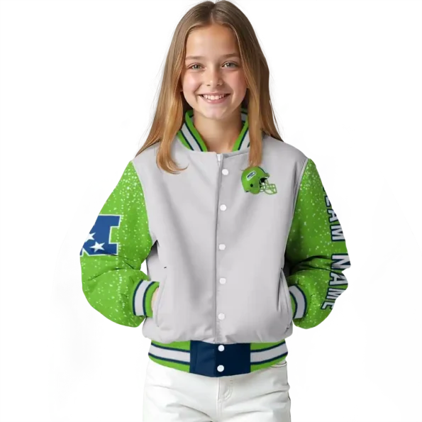 custom seattle seahawks speckled arms blue gray varsity jacket top rated