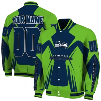 custom seattle seahawks spider mark blue green crocs varsity jacket fashion forward