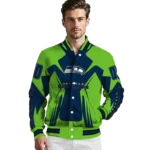 custom seattle seahawks spider mark blue green crocs varsity jacket best selling