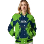 custom seattle seahawks spider mark blue green crocs varsity jacket best selling