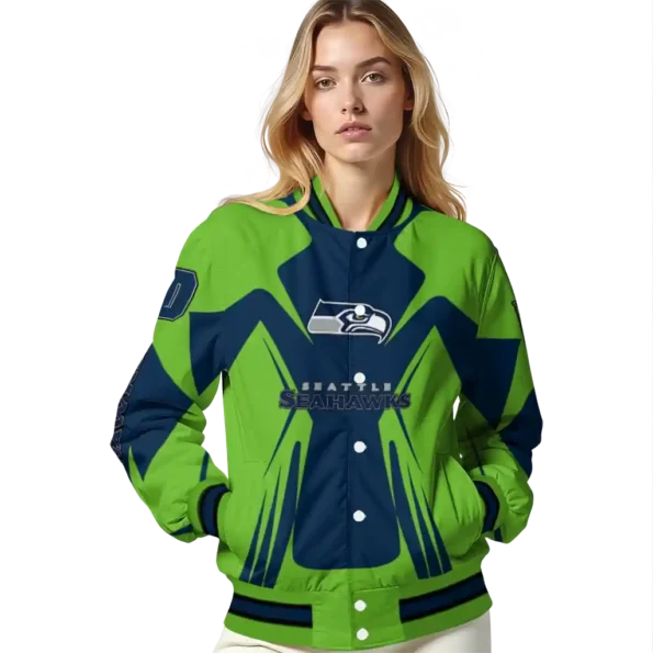 custom seattle seahawks spider mark blue green crocs varsity jacket latest model