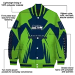 custom seattle seahawks spider mark blue green crocs varsity jacket best selling