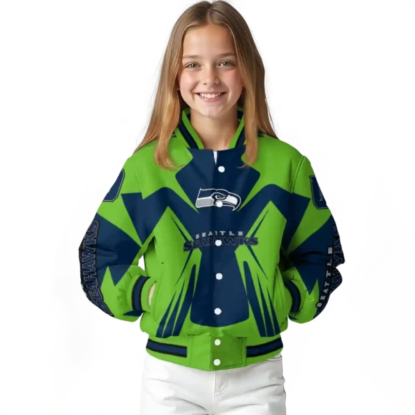 custom seattle seahawks spider mark blue green crocs varsity jacket top rated