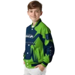 custom seattle seahawks spider mark blue green crocs varsity jacket best selling