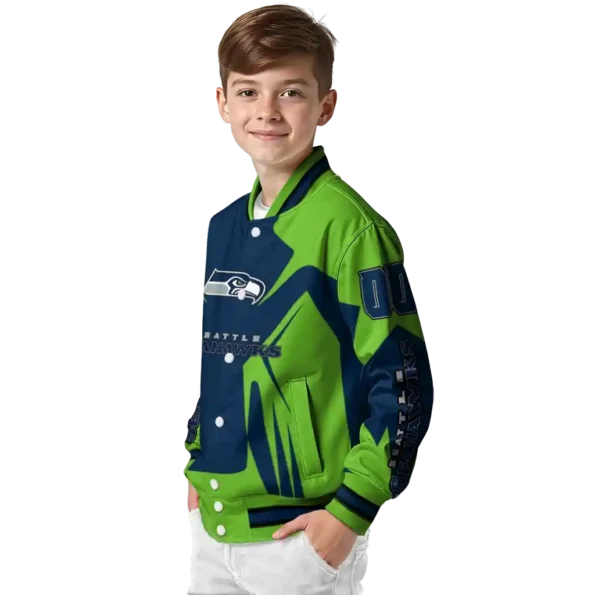 custom seattle seahawks spider mark blue green crocs varsity jacket trendy