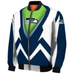 custom seattle seahawks v stripes blue white bomber jacket best selling