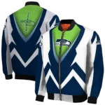 custom seattle seahawks v stripes blue white bomber jacket best selling