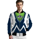 custom seattle seahawks v stripes blue white bomber jacket best selling