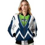 custom seattle seahawks v stripes blue white bomber jacket best selling