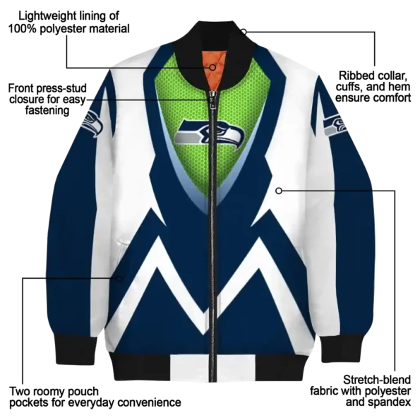 custom seattle seahawks v stripes blue white bomber jacket new arrival
