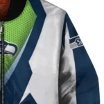 custom seattle seahawks v stripes blue white bomber jacket best selling