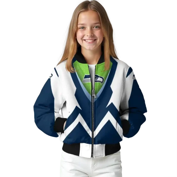 custom seattle seahawks v stripes blue white bomber jacket top rated