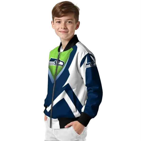 custom seattle seahawks v stripes blue white bomber jacket trendy