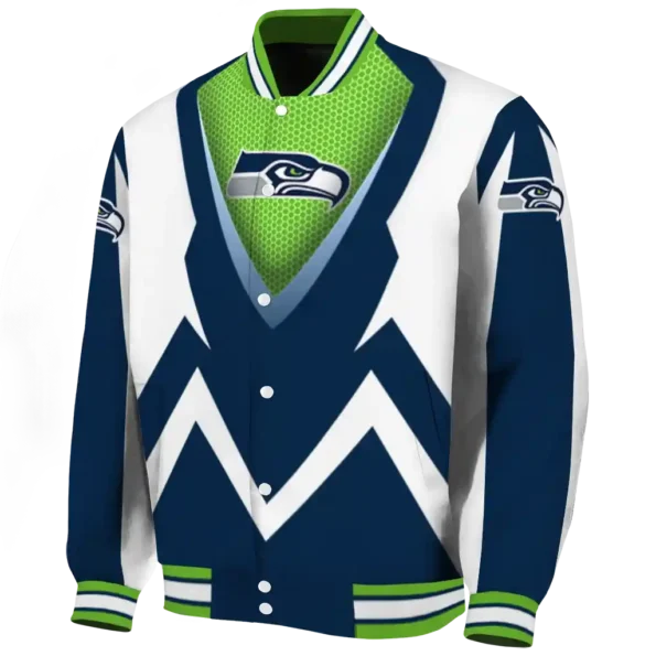 custom seattle seahawks v stripes blue white varsity jacket best selling