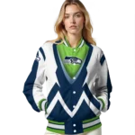 custom seattle seahawks v stripes blue white varsity jacket best selling