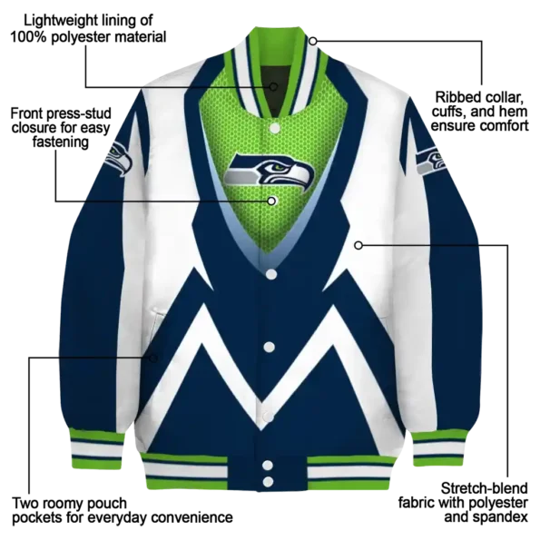 custom seattle seahawks v stripes blue white varsity jacket new arrival