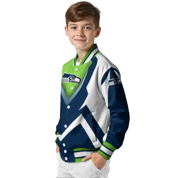 custom seattle seahawks v stripes blue white varsity jacket trendy