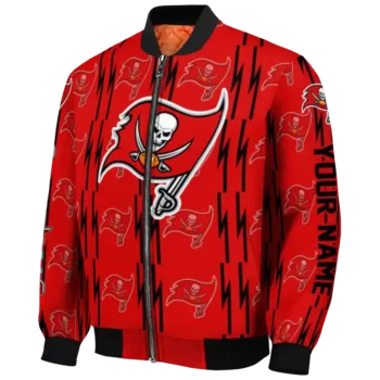 custom tampa bay buccaneers bolt stripe red bomber jacket best selling