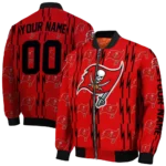 custom tampa bay buccaneers bolt stripe red bomber jacket best selling