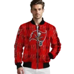 custom tampa bay buccaneers bolt stripe red bomber jacket best selling