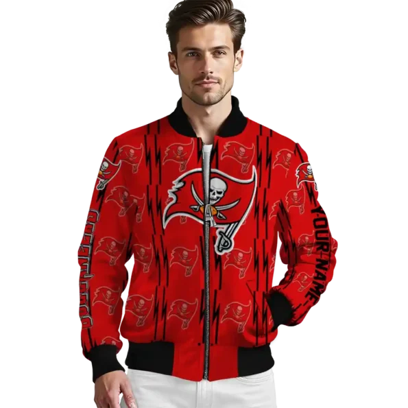 custom tampa bay buccaneers bolt stripe red bomber jacket high quality