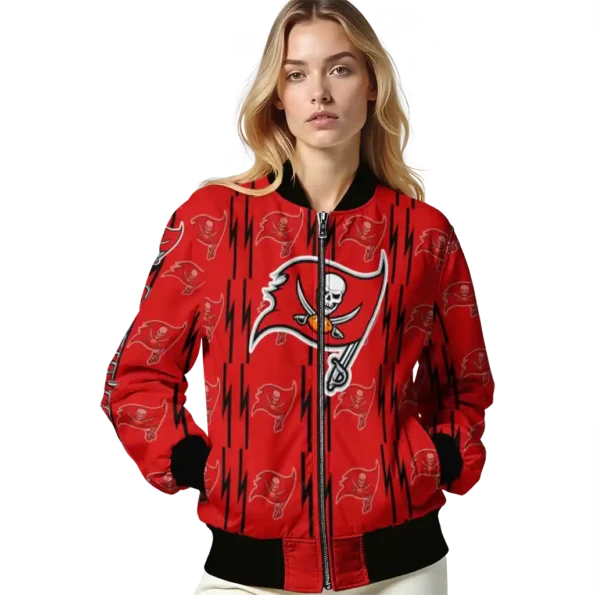 custom tampa bay buccaneers bolt stripe red bomber jacket latest model