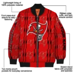 custom tampa bay buccaneers bolt stripe red bomber jacket best selling