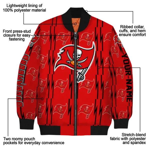 custom tampa bay buccaneers bolt stripe red bomber jacket new arrival