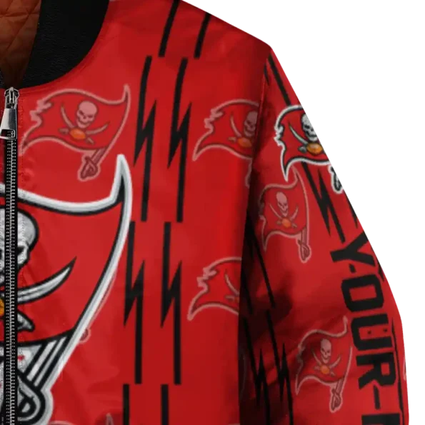 custom tampa bay buccaneers bolt stripe red bomber jacket premium grade