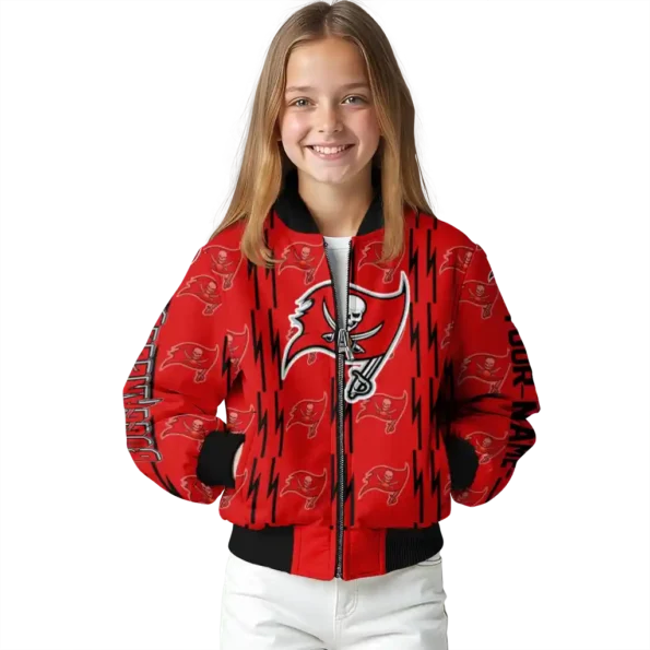 custom tampa bay buccaneers bolt stripe red bomber jacket top rated