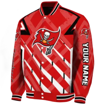 custom tampa bay buccaneers chevron angles red varsity jacket best selling