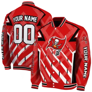 custom tampa bay buccaneers chevron angles red varsity jacket fashion forward