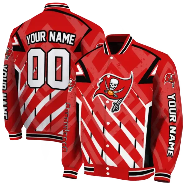 custom tampa bay buccaneers chevron angles red varsity jacket fashion forward
