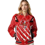 custom tampa bay buccaneers chevron angles red varsity jacket best selling