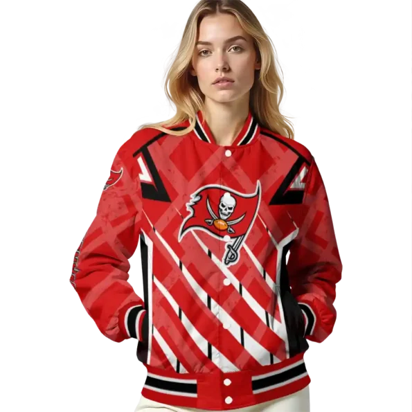 custom tampa bay buccaneers chevron angles red varsity jacket latest model
