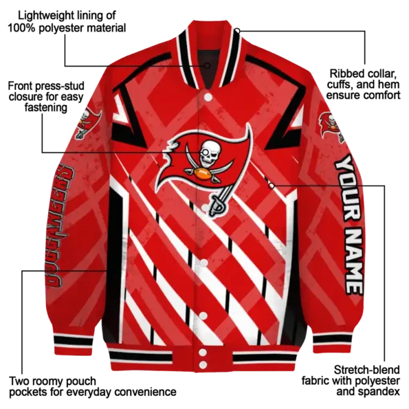 custom tampa bay buccaneers chevron angles red varsity jacket new arrival