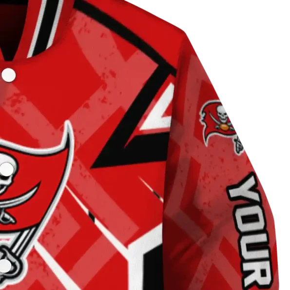 custom tampa bay buccaneers chevron angles red varsity jacket premium grade