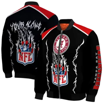 custom tampa bay buccaneers claw blood red black bomber jacket fashion forward