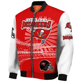 custom tampa bay buccaneers ferris arena red white bomber jacket best selling