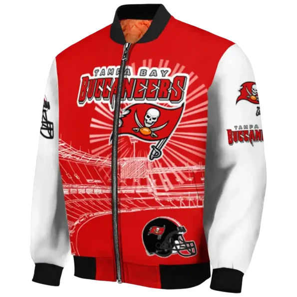 custom tampa bay buccaneers ferris arena red white bomber jacket best selling