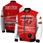 custom tampa bay buccaneers ferris arena red white bomber jacket best selling