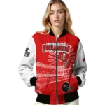 custom tampa bay buccaneers ferris arena red white bomber jacket best selling