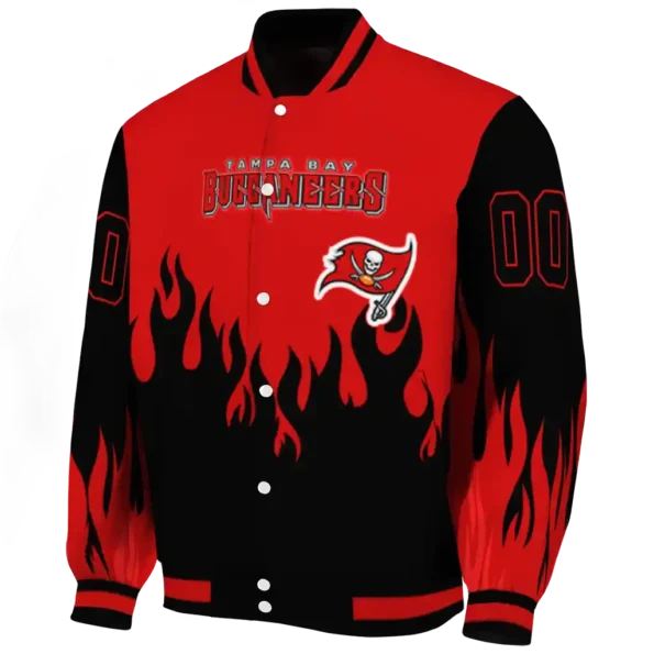 custom tampa bay buccaneers flame border red black varsity jacket best selling
