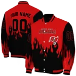 custom tampa bay buccaneers flame border red black varsity jacket best selling