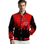 custom tampa bay buccaneers flame border red black varsity jacket best selling