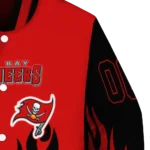 custom tampa bay buccaneers flame border red black varsity jacket best selling